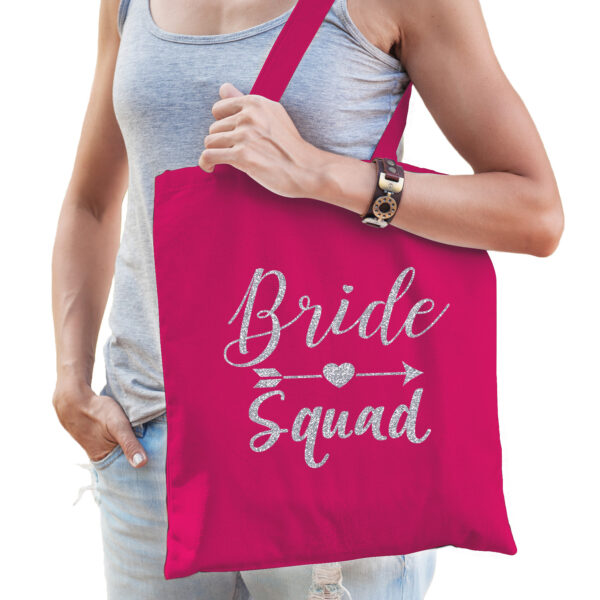 1x Bride Squad vrijgezellenfeest tasje roze zilver dames