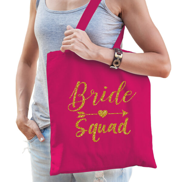 1x Bride Squad vrijgezellenfeest tasje roze goud dames