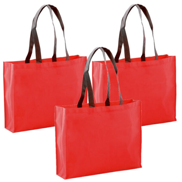 Draagtas/schoudertas/boodschappentas - 10x - rood - 40 x 32 x 11 cm