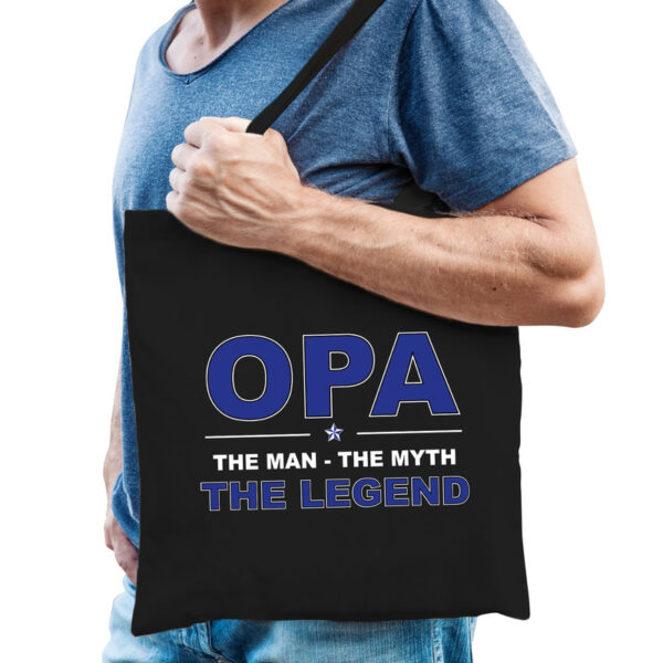 Opa the legend katoenen tas zwart voor heren