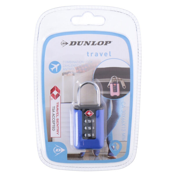 Dunlop TSA slotje - blauw - kunststof/metaal - cijferslot - bagageslot
