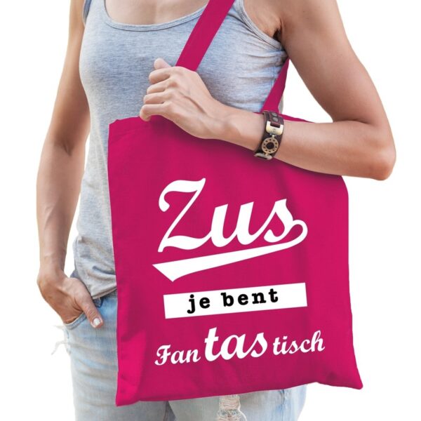 Zus fantastisch cadeau tas roze katoen