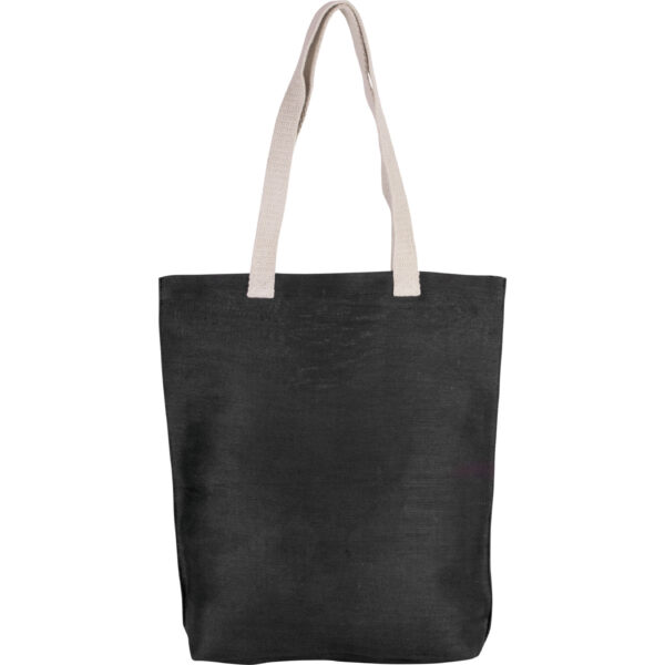 Jute canvas katoenen schoudertas- zwart - 38 x 42 cm - Boodschappentas