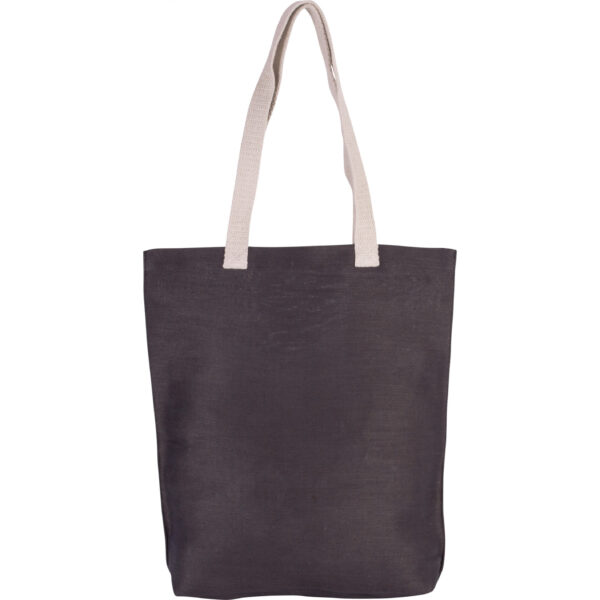 Jute canvas katoenen schoudertas- grijs - 38 x 42 cm - Boodschappentas