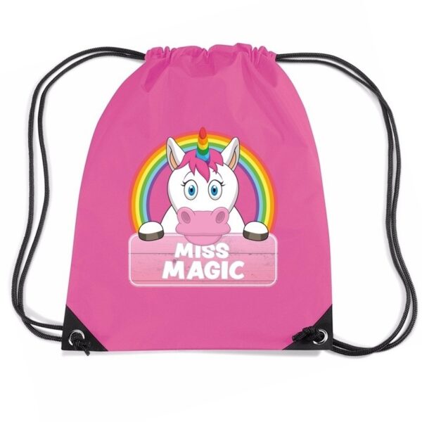 Miss Magic de eenhoorn trekkoord rugzak / gymtas roze voor kinderen