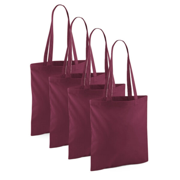 10x Katoenen boodschappentasjes bordeaux rood10 liter