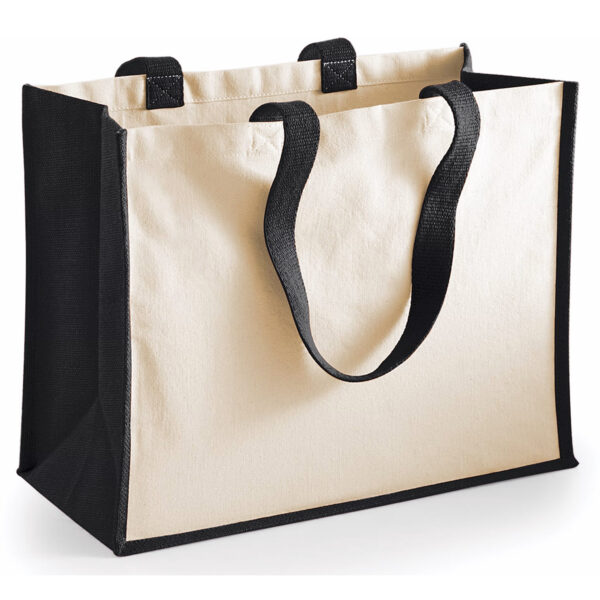 Jute boodschappentas - zwart/natural - 44 x 33 x 19 cm - 20L