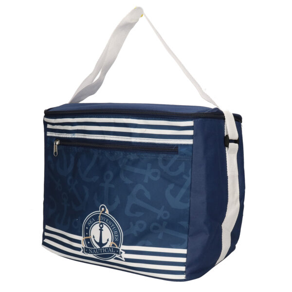 Gerimport koeltas schoudertas voor het strand - 18 liter - blauw met leuke print - 25 x 31 x 27 cm