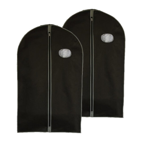 Reis kledinghoes met rits - 2x - zwart - kunststof - 100 x 60 cm - kleding netjes houden - beschermhoes -