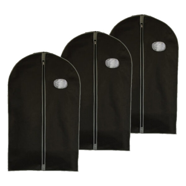 Reis kledinghoes met rits - 3x - zwart - kunststof - 100 x 60 cm - kleding netjes houden - beschermhoes -