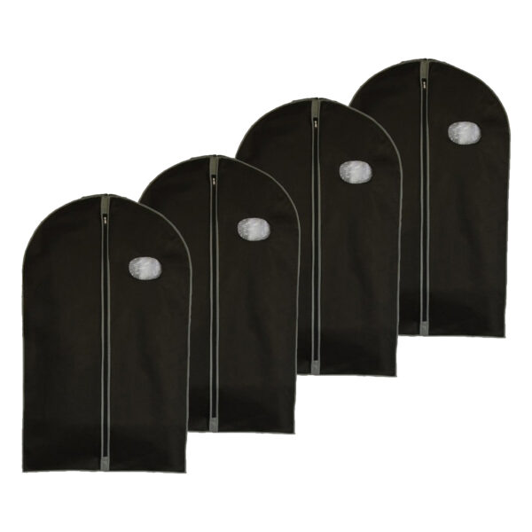 Reis kledinghoes met rits - 4x - zwart - kunststof - 100 x 60 cm - kleding netjes houden - beschermhoes -