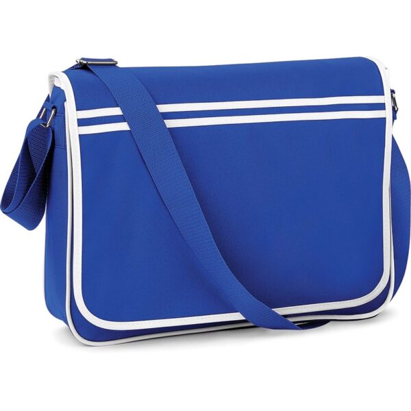 Bagbase Retro schoudertas/aktetas - blauw/wit - 40 x 30 x 10 cm