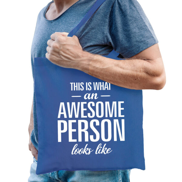 Verjaardag cadeau tas - blauw - katoen - 42 x 38 cm - fun tekst vriendschap