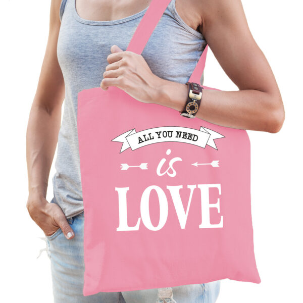 Bellatio Decorations Gay Pride tas - katoen - 42 x 38 cm - roze - LHBTI - love
