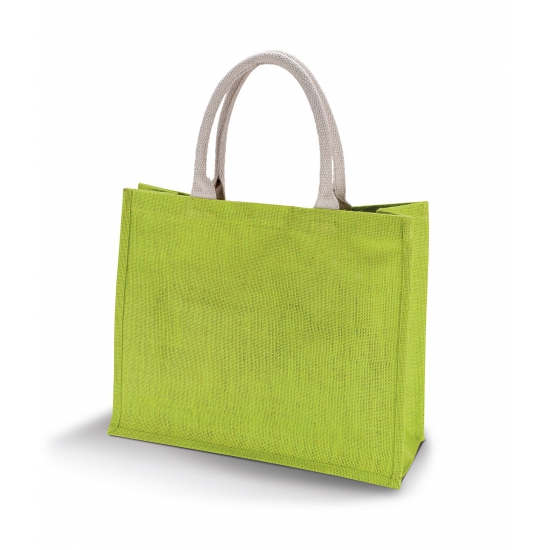 Jute boodschappen strandtas - groen - 42 x 36 cm - Shoppers