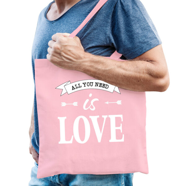 Bellatio Decorations Gay Pride tas - katoen - 42 x 38 cm - roze - LHBTI - love