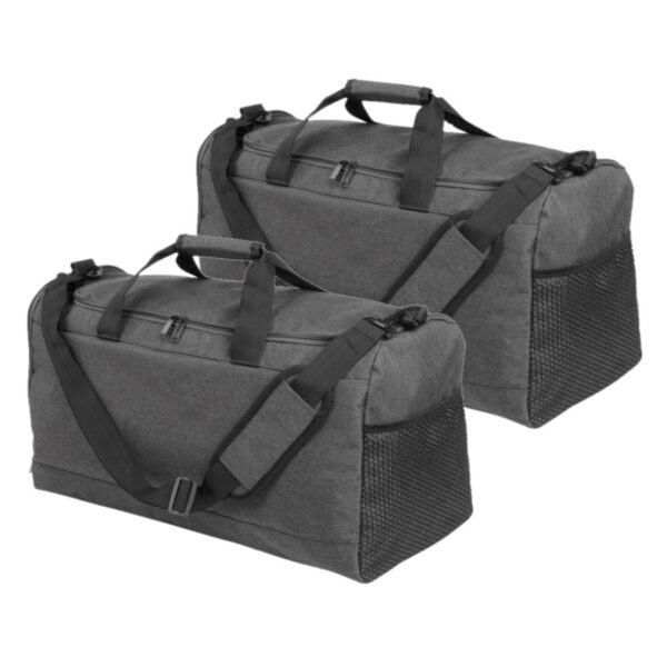 Set van 2x stuks donkergrijze sporttassen/fitnesstassen met schoenenvak 54 cm