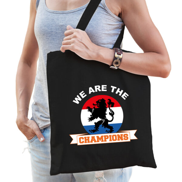 We are the champions oranje supporter tas zwart voor dames en heren - EK/ WK voetbal / Koningsdag