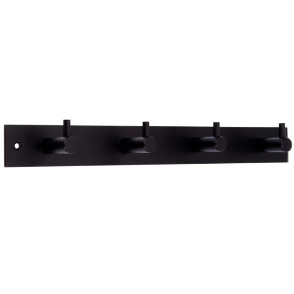 Wandkapstok - zwart - met 4 jashaken - metaal - 4,3 x 32,2 cm
