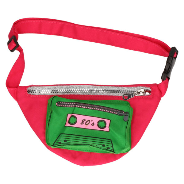 Foute 80s/90s print party heuptasje - roze - jaren 80/90 verkleed accessoires - volwassenen