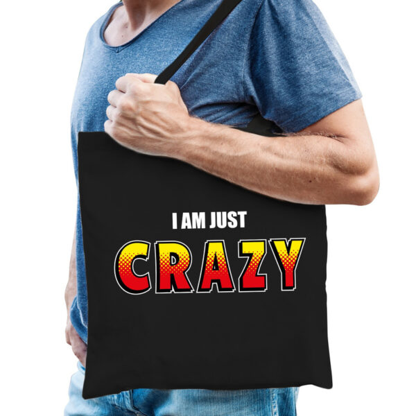 I am just crazy tas / shopper zwart katoen heren