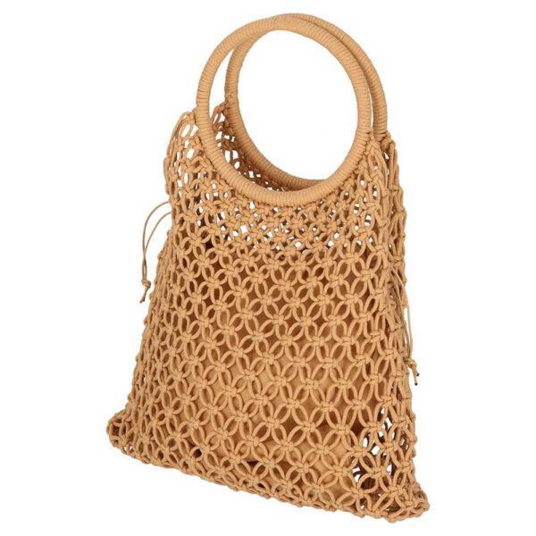 Sarlini handtas/boodschappentas Macram? - lichtbruin - polyester/katoen - retro dames tassen