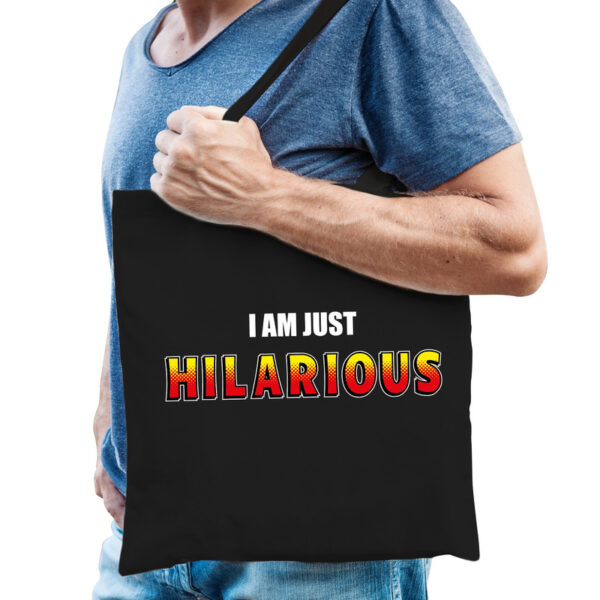 Zwart katoenen tas I am just hilarious voor heren