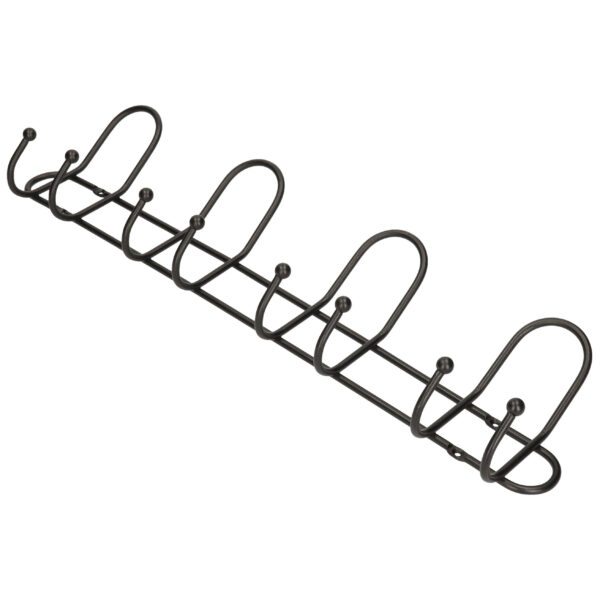Wandkapstok - zwart - 8-haaks - aluminium metaal - 13 x 53,5 cm