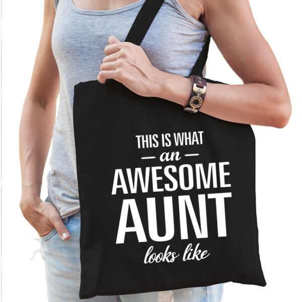 Awesome aunt / geweldige tante cadeau - katoenen tas - zwart