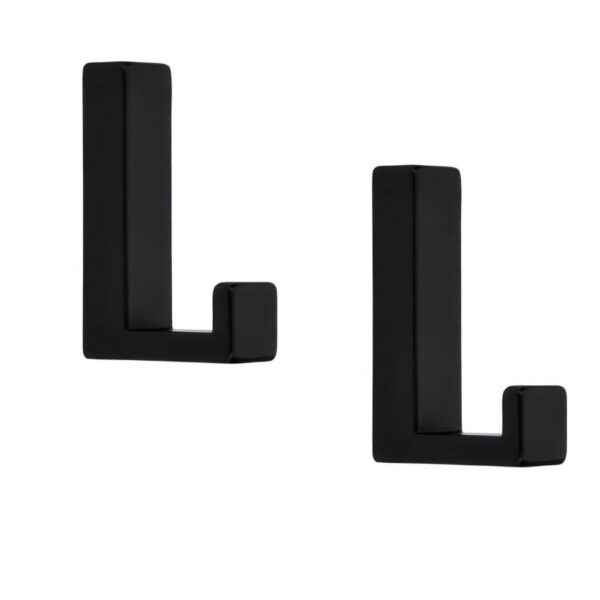 Kapstokhaak - 5x - zwart - 4 x 6,1 cm - metaal - enkele haak - modern