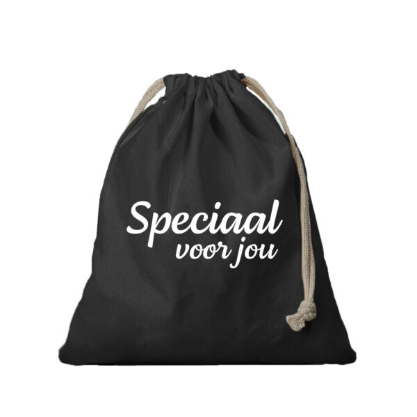 1x Canvas cadeautasje Speciaal voor jou zwart met koord 25 x 30 cm