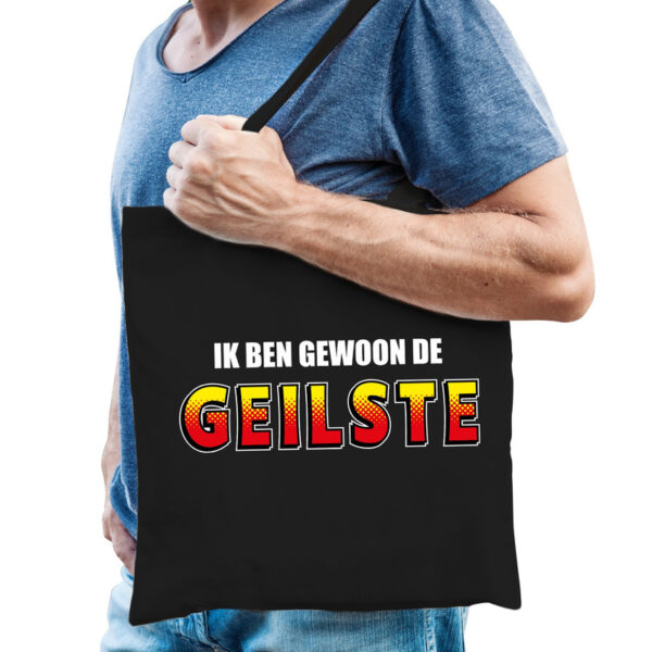 Zwart katoenen tas Ik ben gewoon de geilste voor heren