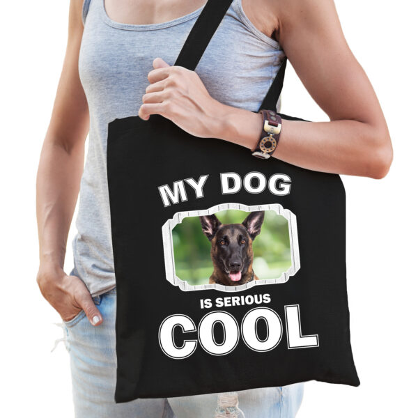 Mechelse herder honden tasje zwart volwassenen en kinderen - my dog serious is cool kado boodschappe