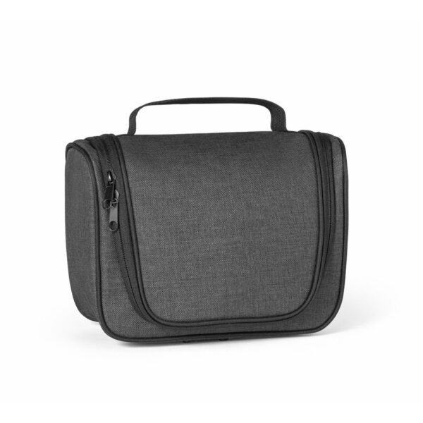 Toilettas Traveler - ophangbaar aan haak - donkergrijs - 25 x 18 x 10 cm - polyester - kind/volwassenen