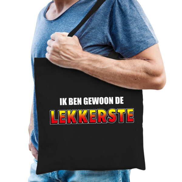 Zwart katoenen tas Ik ben gewoon de lekkerste voor heren