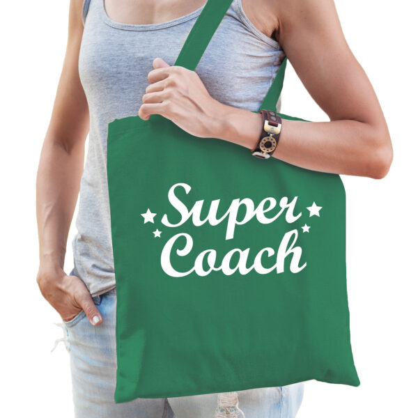 Bellatio Decorations cadeau tas voor coach/trainer - katoen - 42 x 38 cm - super coach