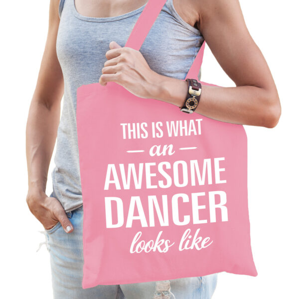 Bellatio Decorations cadeau tas voor danseres/dansjuf - roze - katoen - 42 x 38 cm