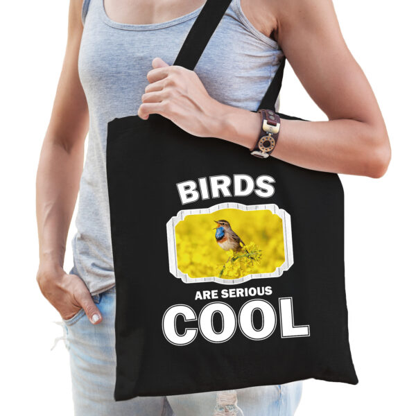 Dieren blauwborst vogel tasje zwart volwassenen en kinderen - birds are cool cadeau boodschappentasj