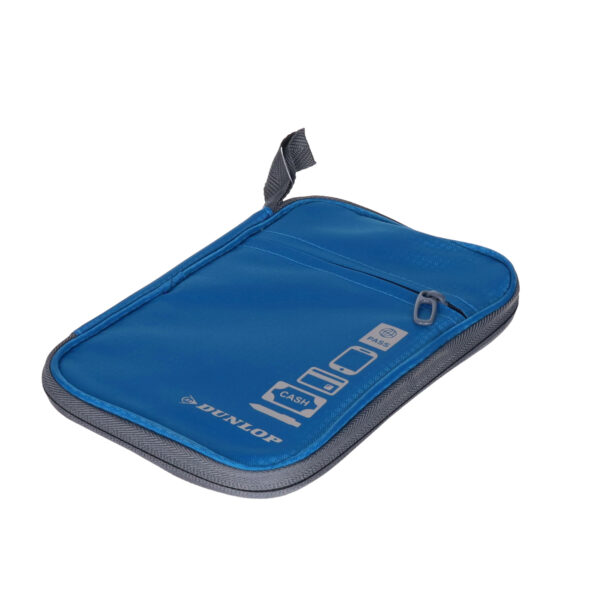 Dunlop Reisportemonnee - blauw - 13 x 20.5 cm - bevestigingslus - diverse vakken - polyester