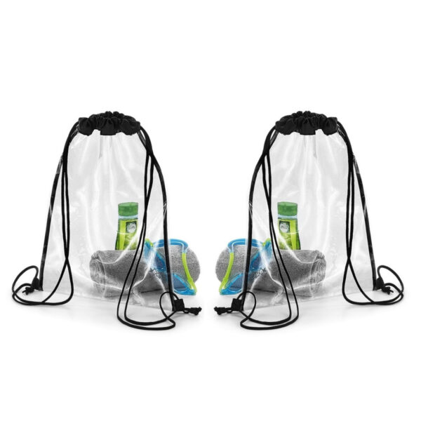 Transparant gymtasje/rugtasje - 2x stuks - 33 x 45 cm - 11 liter - Rugzak/zwemtas - doorzichtig