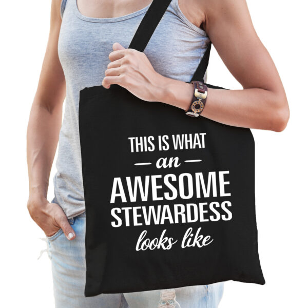 Zwart cadeau tas awesome / geweldige stewardess voor dames