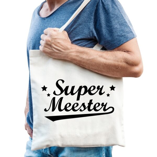 Super meester bedankje cadeau tas katoen