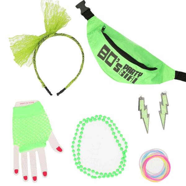 Foute 80s/90s party verkleed set compleet - dames - jaren 80/90 verkleed accessoires