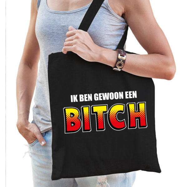 Zwart katoenen tas Ik ben gewoon een bitch voor dames
