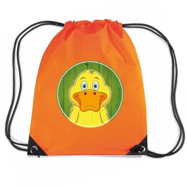 Eend dieren trekkoord rugzak / gymtas oranje voor kinderen