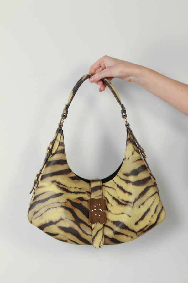 Ganni - Tas - Kat Small Grained Zebra - Khaki