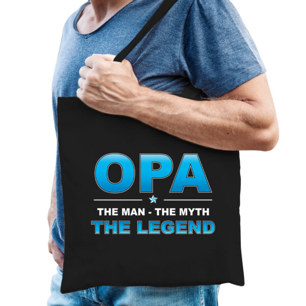 Opa the legend kado tasje voor verjaardag zwart voor heren