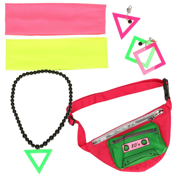 Foute 80s/90s party verkleed set compleet - dames - jaren 80/90 verkleed accessoires