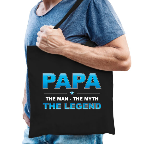 Papa the legend kado tasje voor verjaardag zwart voor heren