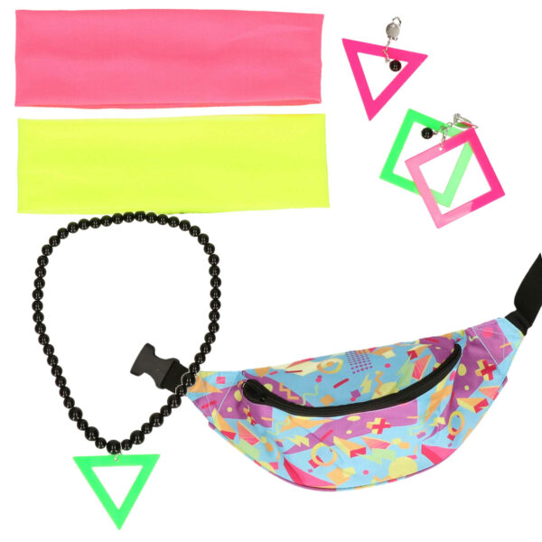 Foute 80s/90s party verkleed set compleet - dames - jaren 80/90 verkleed accessoires